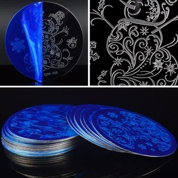WUF 1 Pc DIY Flower Lace Line Patterns Round Steel Templates Nail Art Stamping Plates For Nails Tips Nails Tool Accessories