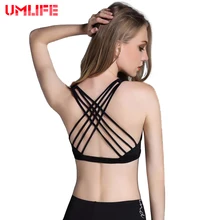 Umlife Для женщин спортивный бюстгальтер Топ Sexy Lady крест ремешок Йога Бюстгальтер Push Up Бег Фитнес противоударный упругие короткий жилет Для женщин упражнения