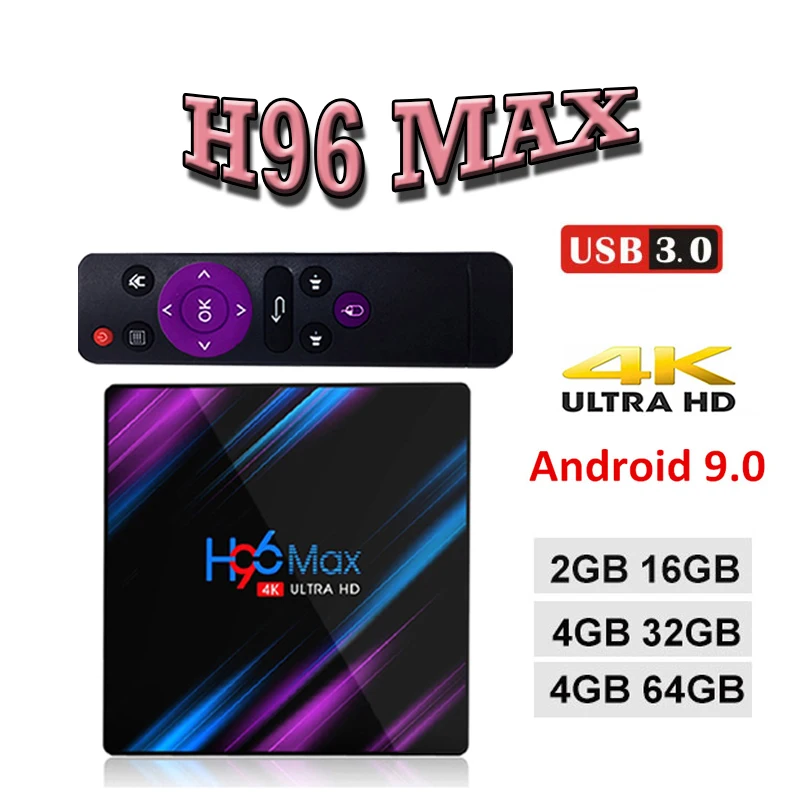 

Android 9.0 Smart tv Box RK3318 4GB RAM 32GB 64GB H96 MAX Plus TV Box 5G Wifi 4K H.265 Media player H96 Pro