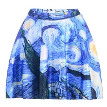 Blue Oil Painting Women Sexy Pleated Skirts Tennis Bowling Bust Shorts Skirts Geometry Sky Lady Fitness Sport Apparel A Style