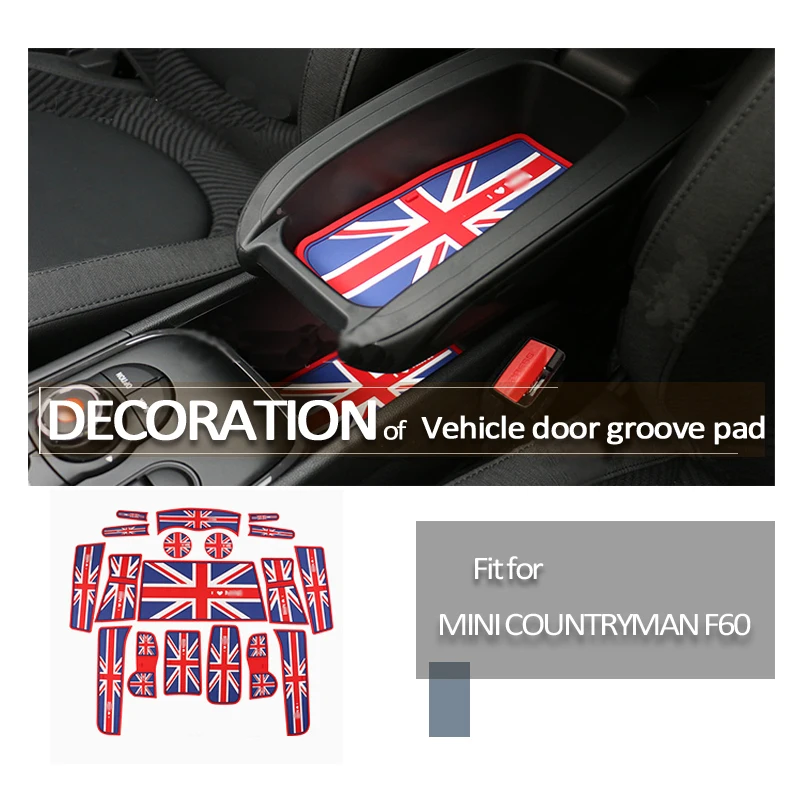 18 шт. автомобильный коврик для двери в виде рощи, наклейки для BMW MINI Countryman F60 с флагом Союза, Противоскользящий коврик, слот для ворот, коврик, аксессуары