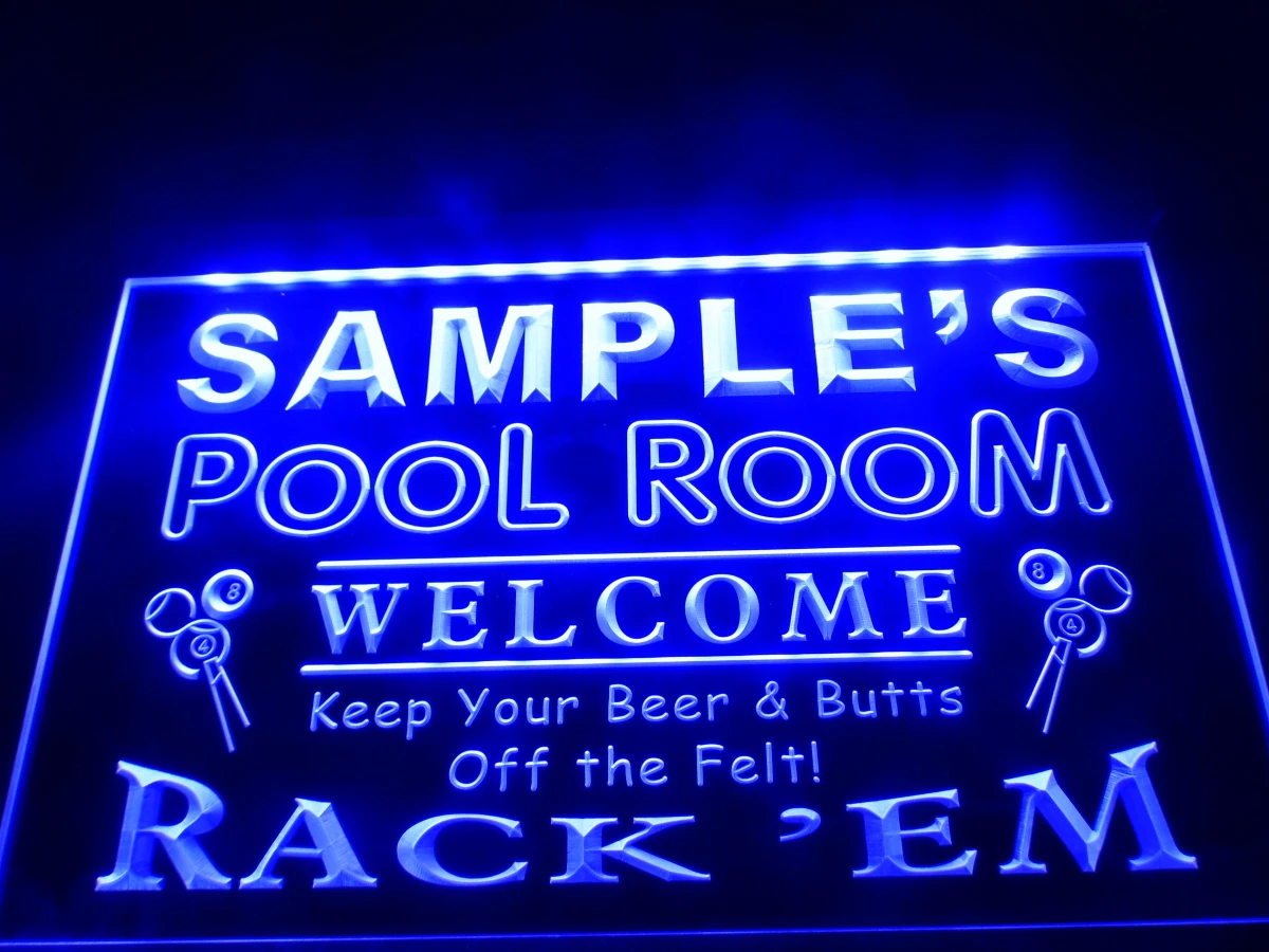 sign light room custom neon bar name pool signs led rack personalized hang em beer lighted decor yellow