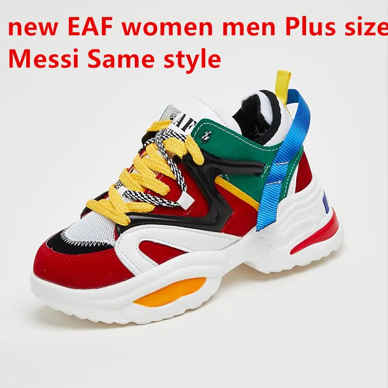 

2019 New Men Running Shoes High Quality Women's Shoes Fashion Chunky Sneakers Breathable Mesh Men Plus size Sports Shoes EAF