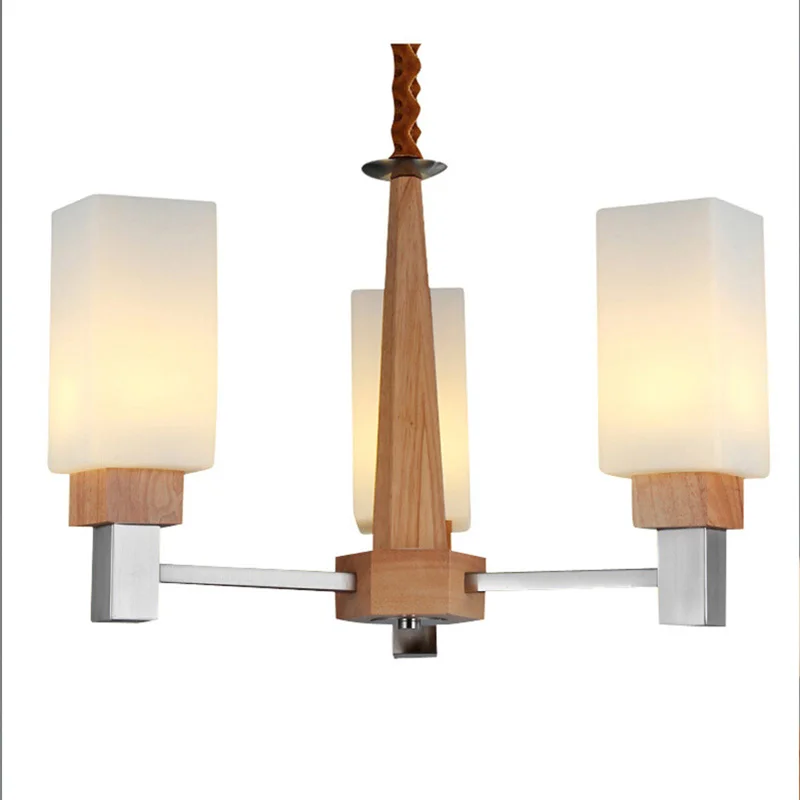 

Three/Five Head Novelty Pendant Lamps Wood Parlor Lighting Fixtures Study Room Suspension Lamps Living Room 220V D62
