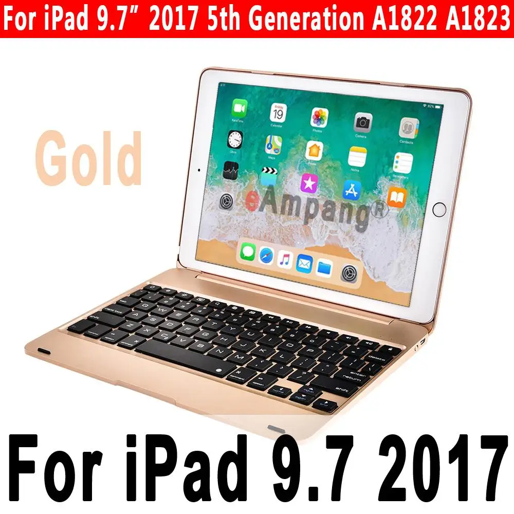 Топ Флип-клавиатура для Apple iPad 9,7 5-го 6-го поколения Bluetooth клавиатура чехол для iPad Air 1 2 5 6 Pro 9,7 чехол - Цвет: Gold for 9.7 2017