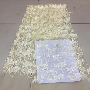 

latest french tulle nigerian laces fabrics high quality 3d flower fabric with beads/Sequins for women wedding 5yard/lot HJ532-1