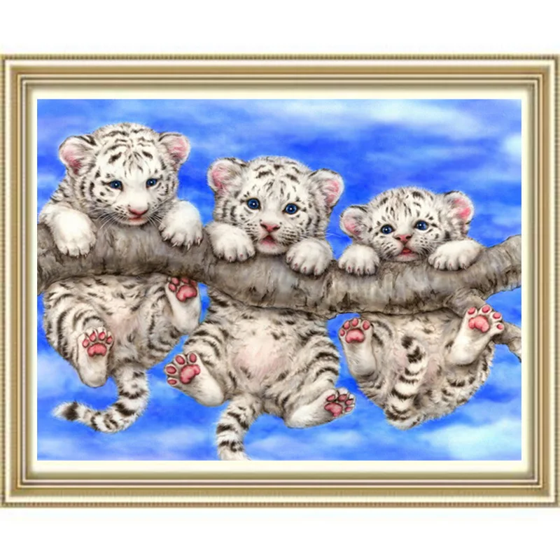 

Diamond Painting Cross Stitch Diy Diamond Embroidery Three Little Tigers Prowess Full Square Drill Diamond Mosaic Beads Pasted