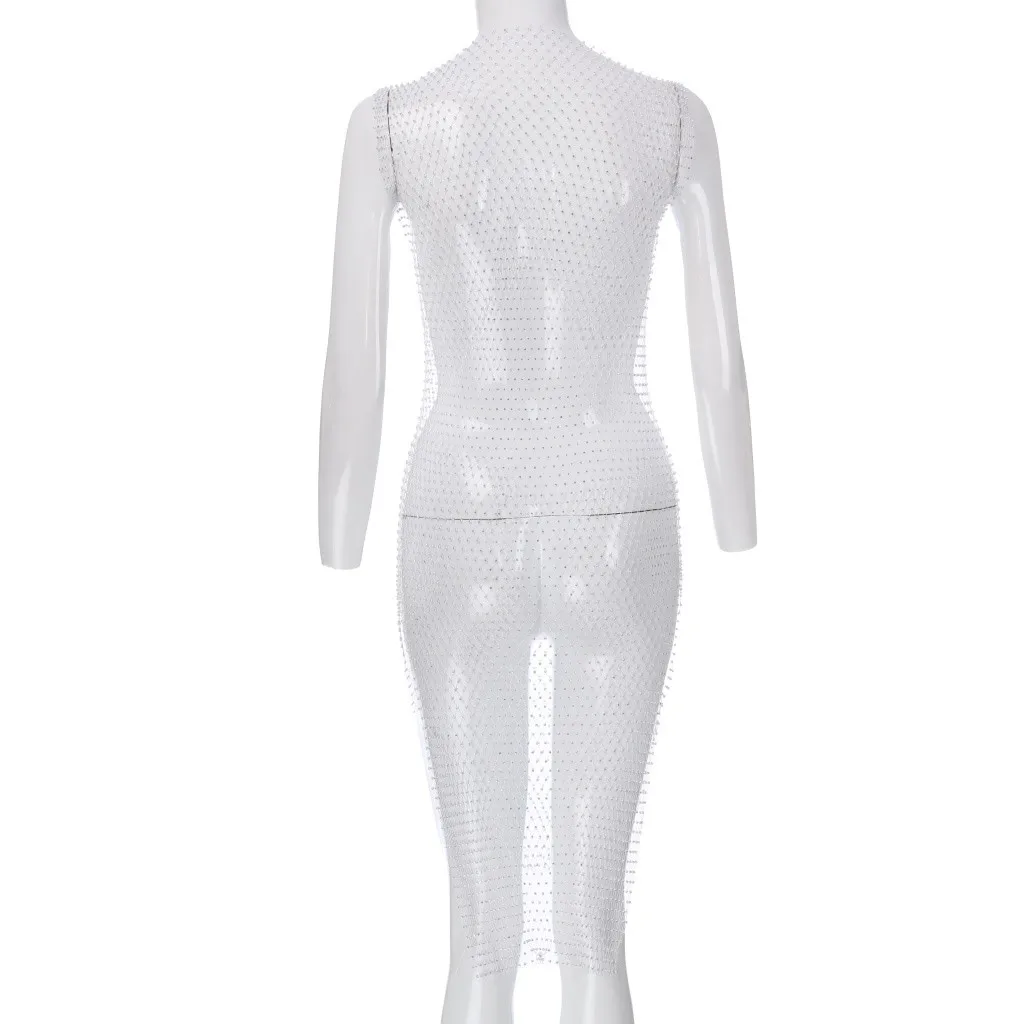 JAYCOSIN, FestivalQueen, сексуальное прозрачное Сетчатое платье в сеточку, женское роскошное платье, стразы, выдалбливают, эластичное, высокое качество, бриллиантовое платье
