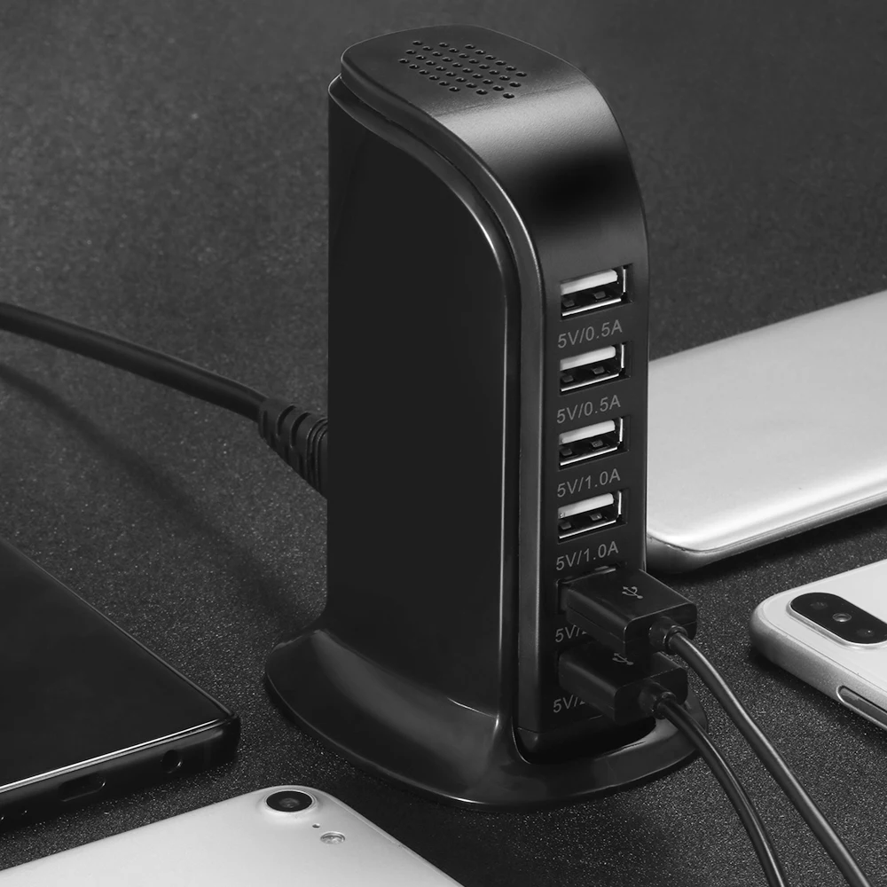 6 USB телефон зарядное устройство станция выход 6A USB телефон зарядное устройство hubнастольный дорожный разъем адаптер питания для iphone 8 x xs xr samsung