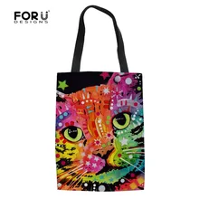 FORUDESIGNS/звезда кошки для женщин Защита окружающей среды хозяйственная сумка животное Собака Картина маслом складная сумка для дам супермаркет