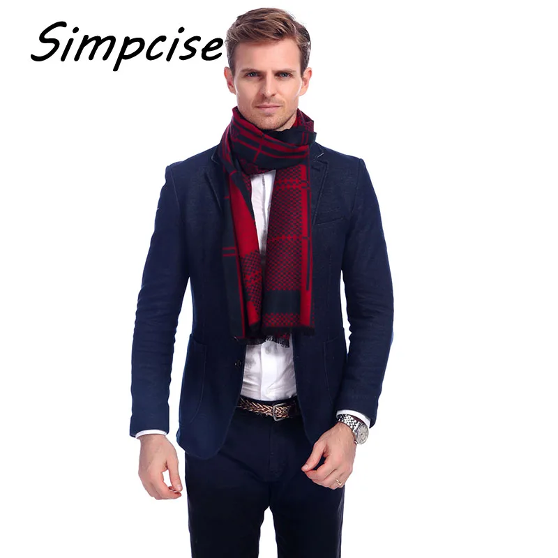 

[Simpcise] 2017 Warm Winter Business Casual Cachecol luxury brand designer Cashmere Scarf Men Shawl Wrap scarves A3A18917