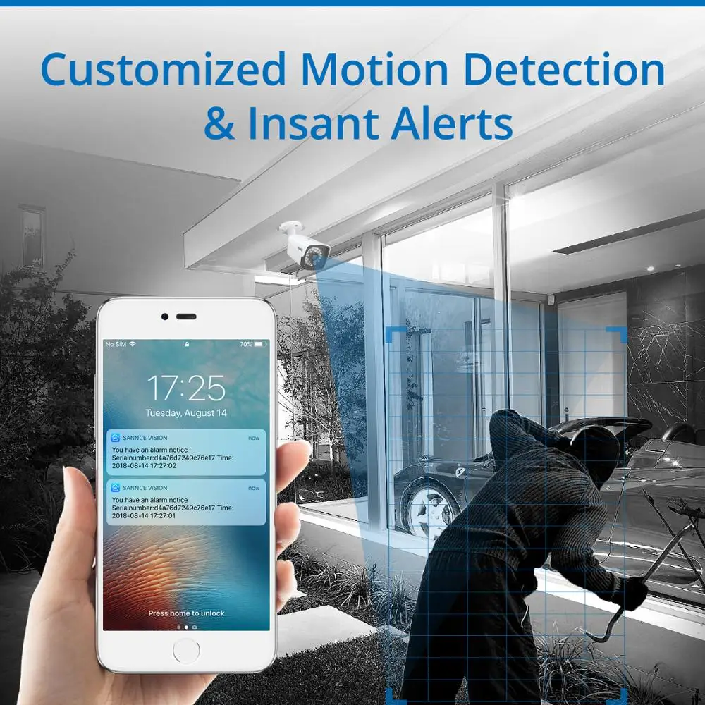 SANNCE 4CH 1080P XPOE H.264 Video Security System 4pcs 2MP Outdoor Weatherproof Infrared Night Vision IP Camera Wireless NVR Kit