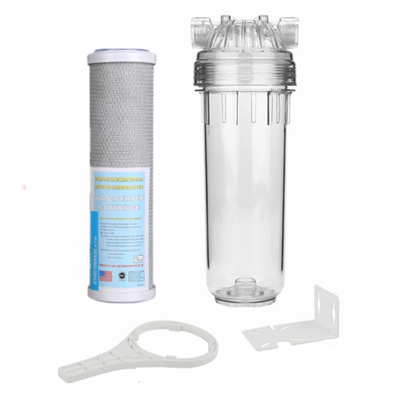 

Water Purifier Filter 10 Inch Clear Water Filter Housing With Compressed Carbon Filter Cartridge/Mounting bracket/Wrench/Screw