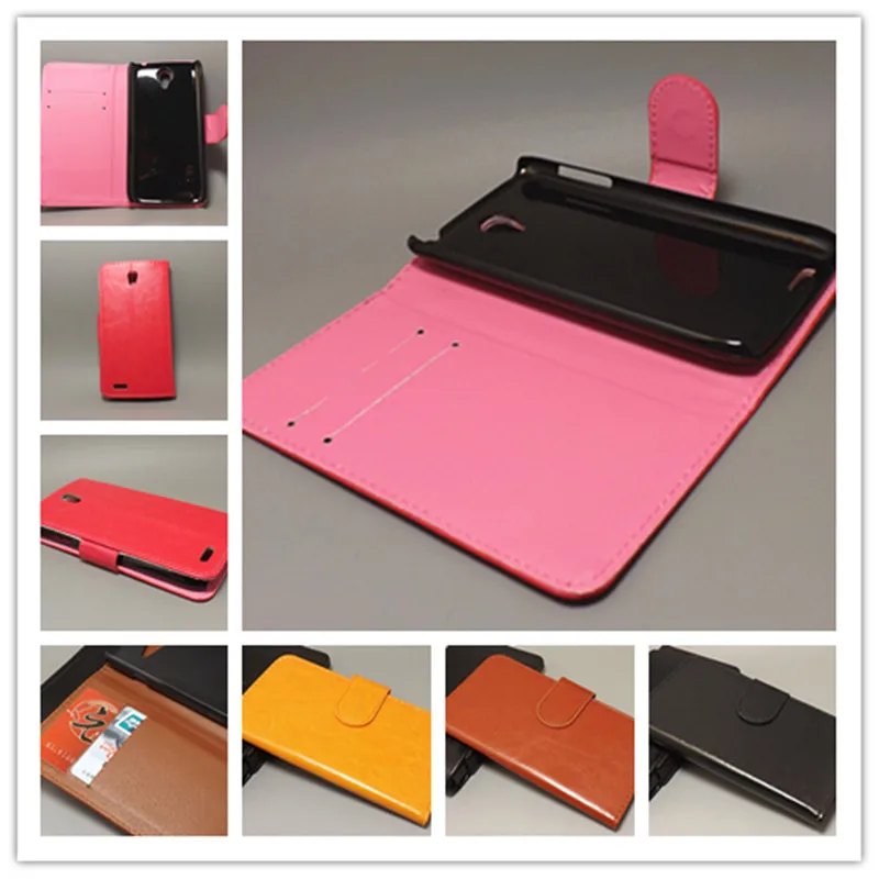 

Crazy horse wallet case hold two Cards with 2 Card Holder and pouch slot For Lenovo S820