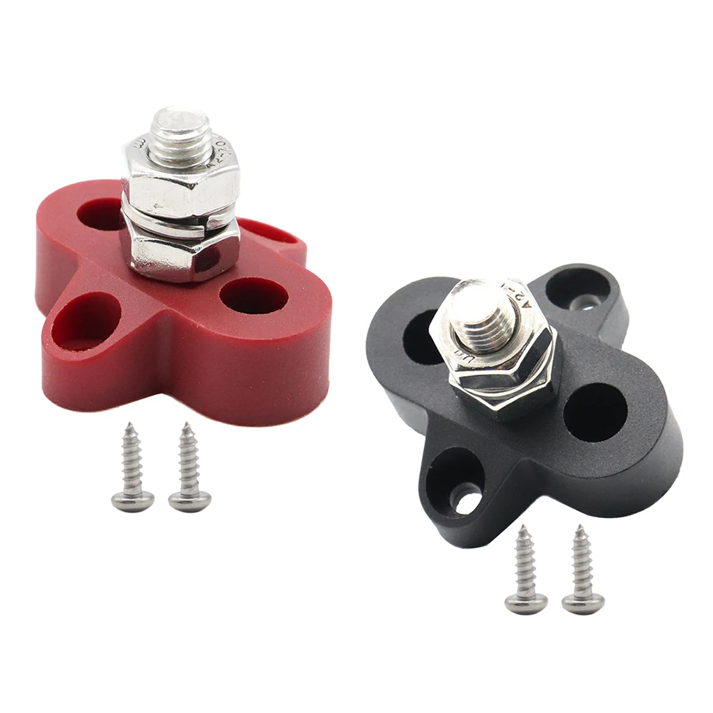 2 PCS Nylon Truck Boat Bus Bar Single M8 Terminal Positive Power Distribution Stud with Screws for Trucks RVs Coaches Boats