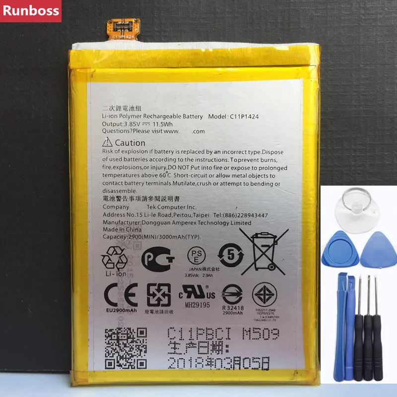 

Original Battery Fit For ASUS Mobile Phone Battery C11P1424 For Zenfone2 Z00AD/ADA/ADB/ADC ZE551ML ZE550ML + Tools