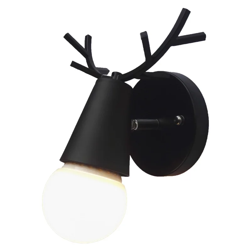

Mordern Iron Black/white Deer Antlers Wall Lamp E27 LED 110V/220V Switch Wall Lights for Bedroom Foyer Study Room Hallway Cafe