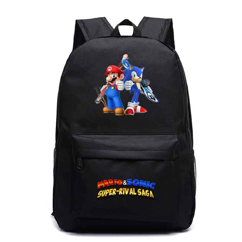 photo color Милые Sonic Super Mario Bros мультфильм печати школьные рюкзаки для подростков рюкзак для девочек и мальчиков Повседневный школьный рюкзак дорожная сумка рюкзак - Цвет: photo color
