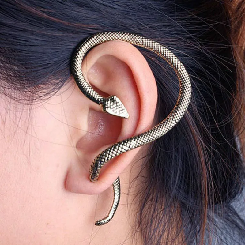 

1 pcs Gothic Punk Snake Winding Cuff Earrings For Women Exaggerate Individuality Temptation Retro Silver Ear Stud Cuff Earrings