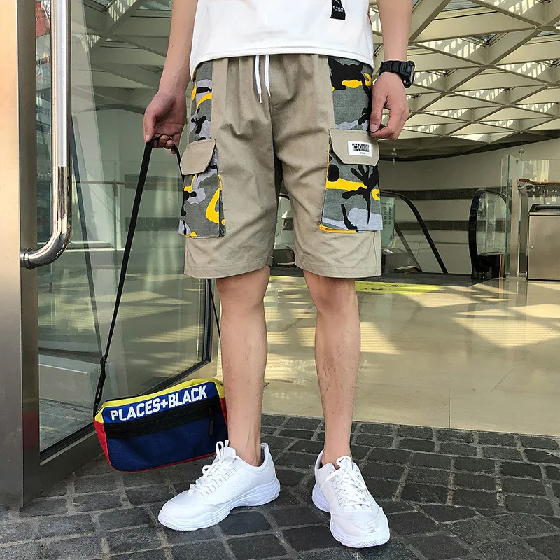 Мужские шорты Карго Хип Хоп летняя Уличная С буквенным принтом камуфляжная печать Новая мода до колена Короткие джоггеры