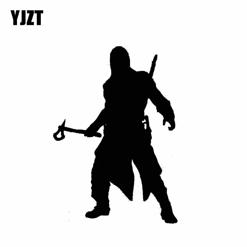 

YJZT 9.6*13.5CM Vivid Assassin Work In The Dark Warrior Decal Soldier Car Sticker Black/Silver Covering The Body Vinyl C21-0068