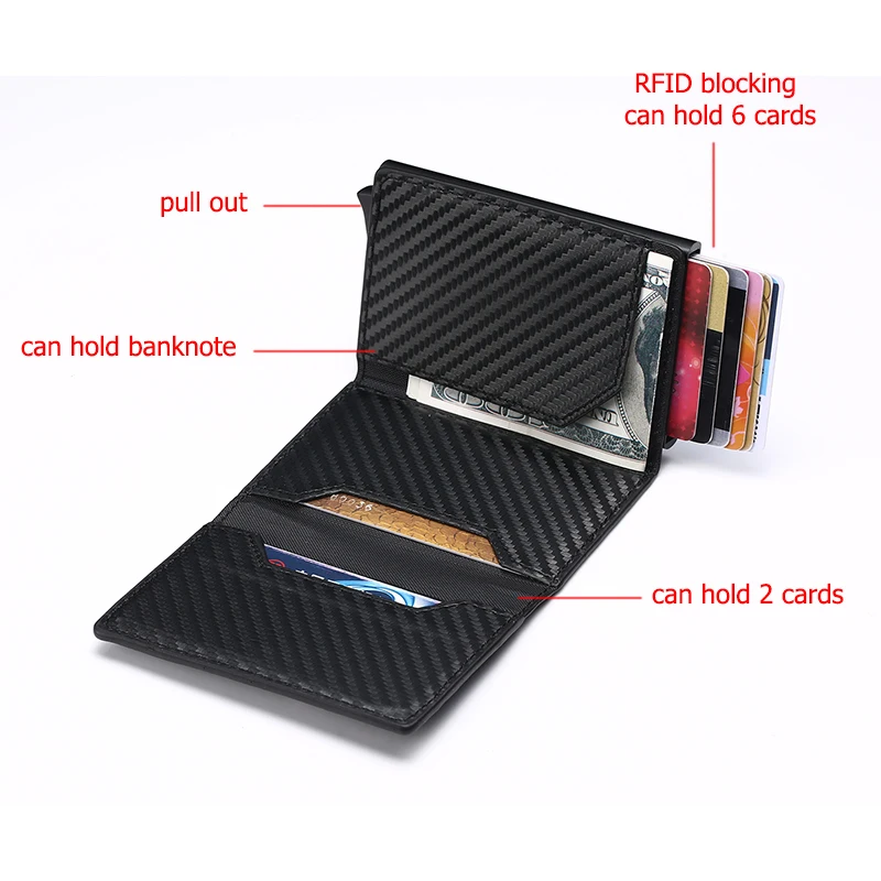 BISI غورو الائتمان حامل بطاقة 2019 جديد الألومنيوم مربع بطاقة محفظة RFID بو الجلود بطاقة تحية على شكل حيوانات حالة المغناطيس ألياف الكربون محفظة ن...
