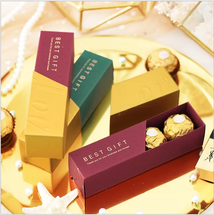 Шт. 50 шт. свадебные пользу и подарки коробка для шоколада и сладостей коробочки для помады Золотой Красный Творческий упаковка подарок для гостей