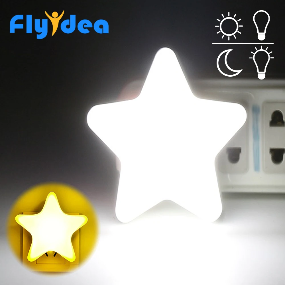 

220V/110V Children's Bedroom star Night light LED daylight sensor sleep light Smart home induction corridor lamp EU/US Plug