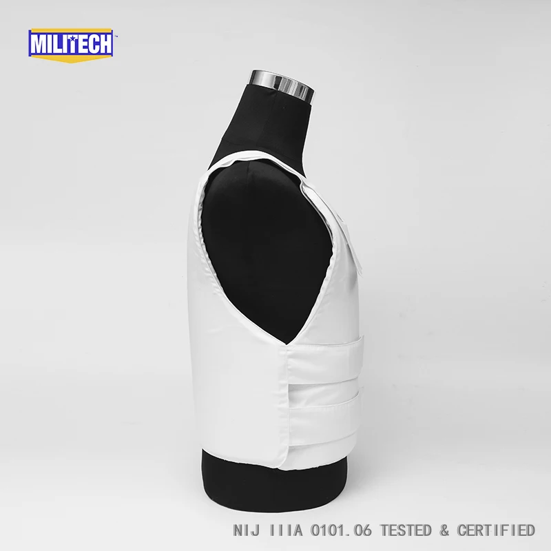 Militech White NIJ IIIA 3A and Level 1 Stab Concealable Twaron Aramid Bulletproof Vest Covert Ballistic Bullet Proof Vest