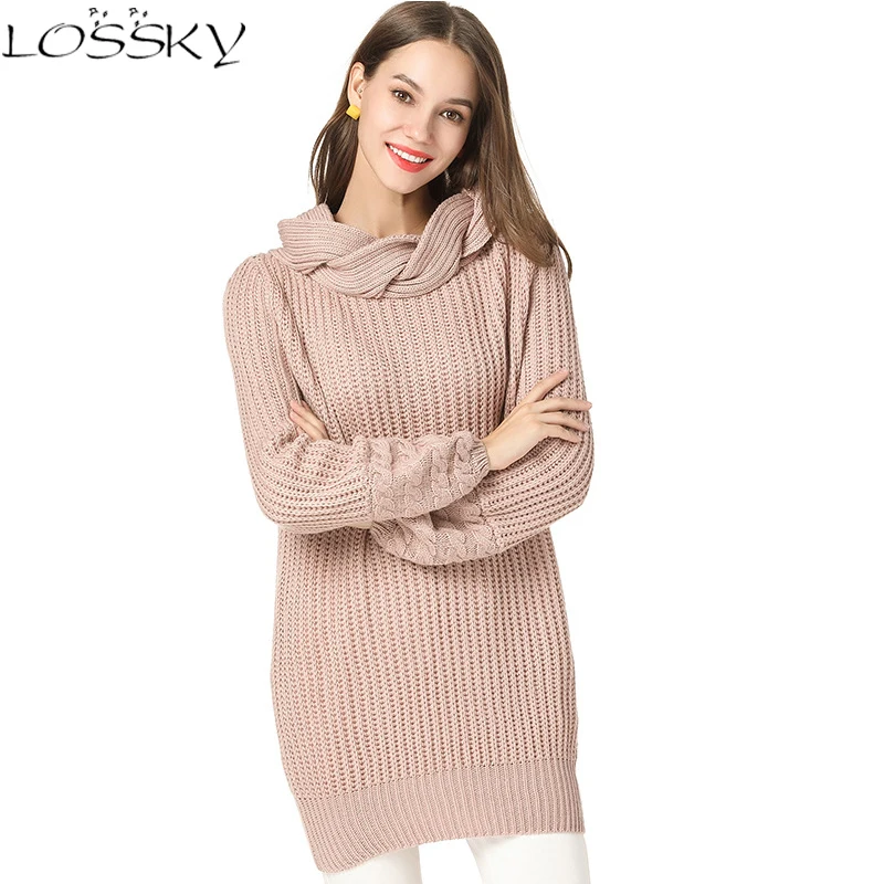 Autumn Women Long Sweater Female Pullovers Slash Neck Slim Sweatesr 2018 Winter New Fashion Solid Color Lady Basic Sweaters