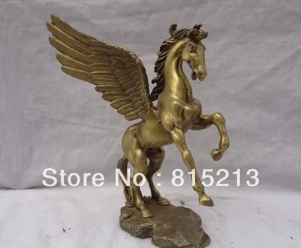 

wang 000899 8" China Pure Brass Sculpture Animals Myth JiXiang Fly Gee Horse Bronze Statue
