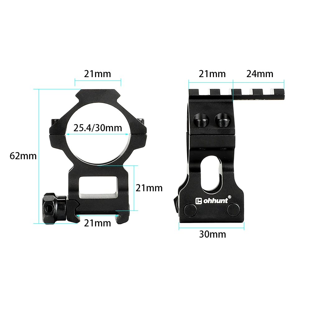 ohhunt Rock-Solid 25.4mm 30mm Scope Picatinny Rings Hunting Tactical Riflescopes Mounts With Top Rail For AK 47 AR15