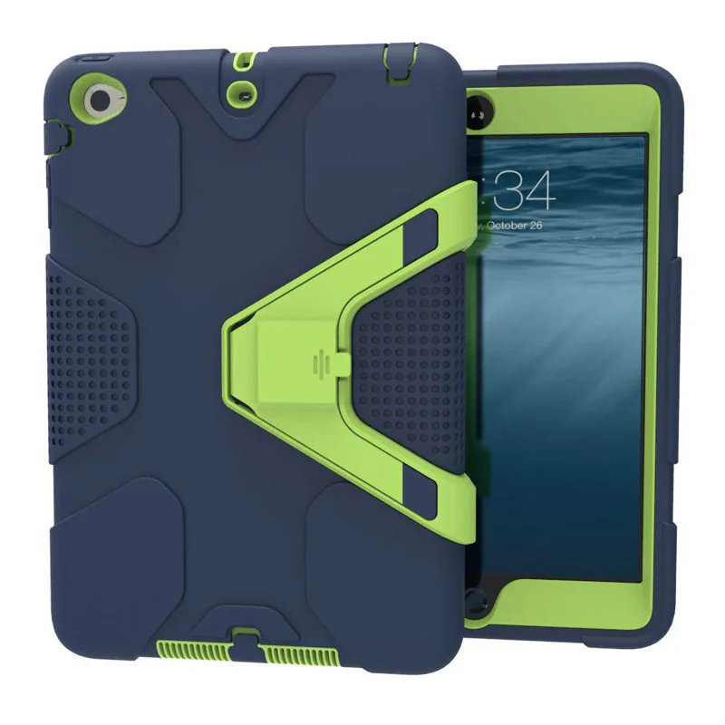 

For ipad MiNi 4 Case Robot Kids Safe Shockproof Heavy Duty PC Hard Cover Kickstand Design For Apple ipad Mini 4 Protective Cover