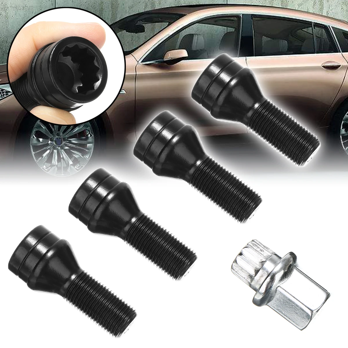 

New Arrival Wheel Lock Bolt Set M14x1.25 Adapter with key Width 17mm for BMW F-Models 36136776076 6776076