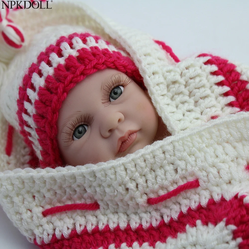

NPKDOLL 25cm Silicone Mini Baby Doll Realistic Lifelike Soft Vinyl Full Body Smart Doll Toy Gifts For Kids Birthdays Christmas