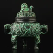 Изысканная китайская Винтажная Коллекция старая бронзовая литья духовный Лев керамическая курильница «Будда»