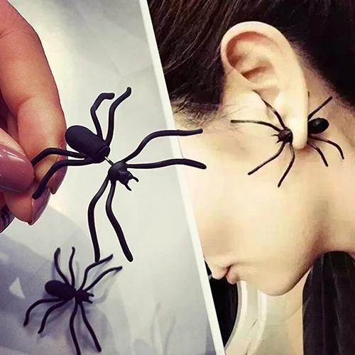 

Bluelans Boy Girl 1 Pc Funny Weird Big Black Spider Ear Stud Punk Style Earring Jewelry