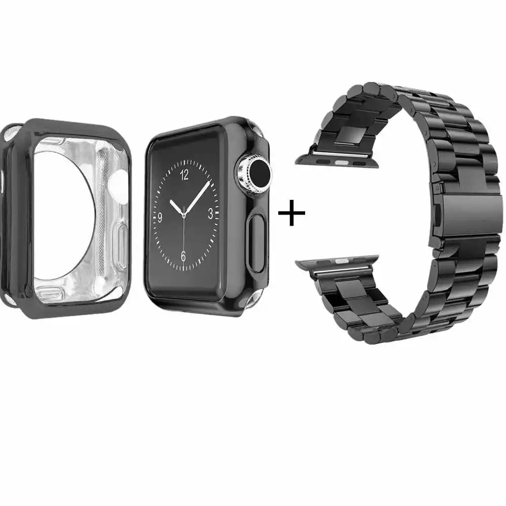 Ремешок из нержавеющей стали FOLOME с мягким корпусом ТПУ браслет для Apple Watch SE Band Series