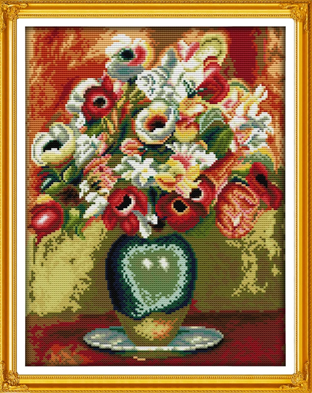 

Gorgeous vase (2) counted printed on fabric DMC 14CT 11CT Cross Stitch kitsembroidery needlework Sets Home Decor