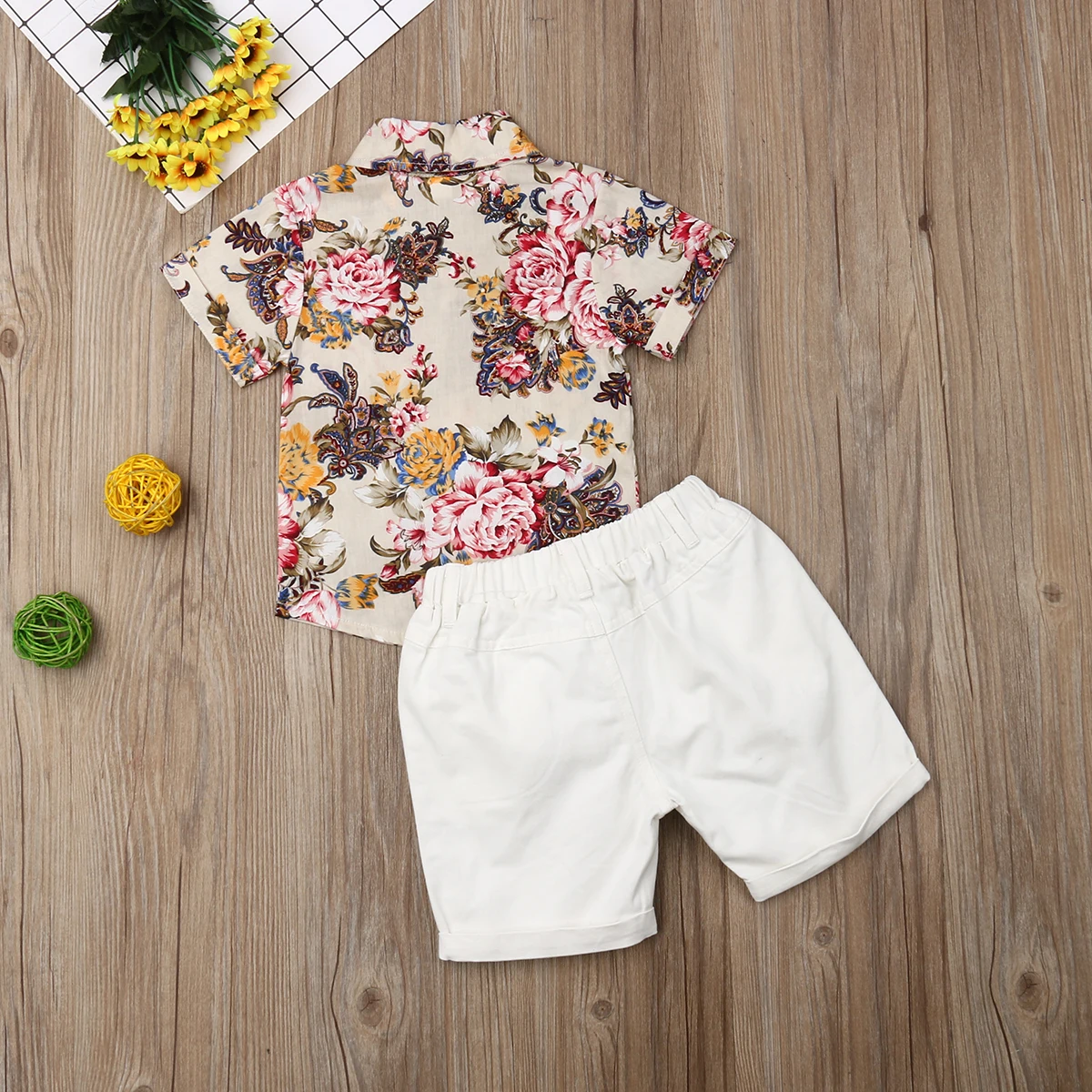 Коллекция года, летняя одежда для малышей От 0 до 5 лет, комплекты хлопковой одежды с цветочным принтом для маленьких мальчиков пляжные костюмы футболка с короткими рукавами+ штаны, топы