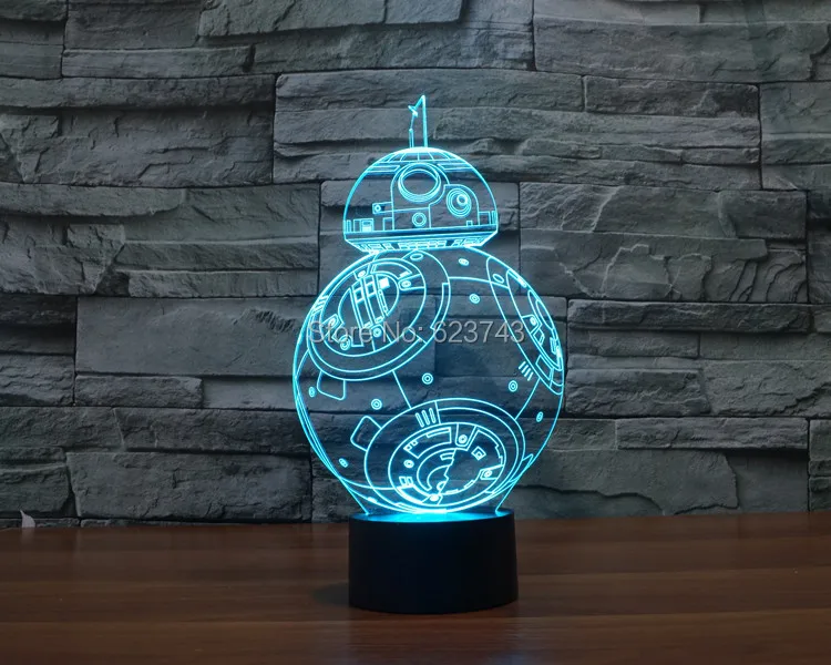 Новинка T-touch красочный BB8 Звездные войны светлый праздник украшения 3D BB-8 свет в ночь BB-8 ночь Lightsaber