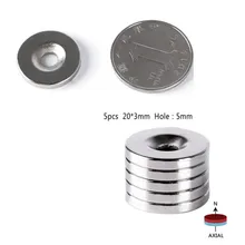 5pcs 20 x 3mm Hole 3mm Strong Ring Magnet D Countersunk Rare Earth Neodymium Magnets Permanent Magnet N50