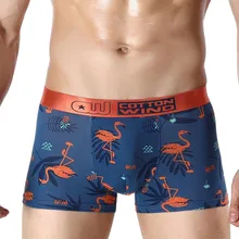 Модное оригинальное мужское нижнее белье из хлопка с изображением фламинго из мультфильма, мужские боксеры, шорты, дышащие трусы