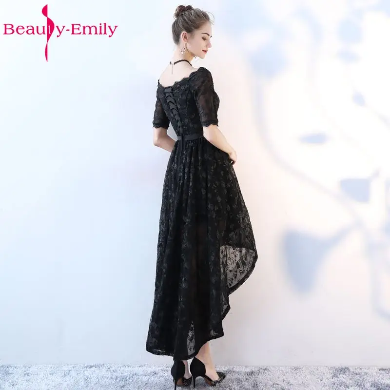 Beauty Emily Lace Black Sexy Evening Dresses 2019 Party Prom Dresses Elegant Vestido De Festa  Long Evening Party Gowns
