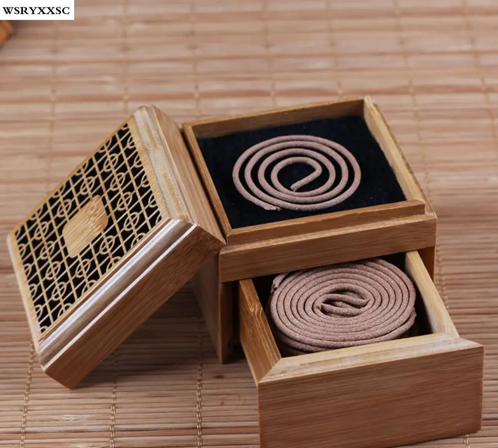 Drawer Double Bamboo Incense Burner Natural Hollow Design Portable Travel | Дом и сад
