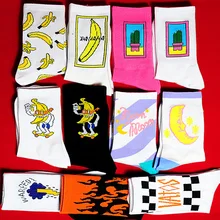 Korean style fashion Harajuku street hip hop socks unisex fun men's socks happy skateboard flame ladies socks