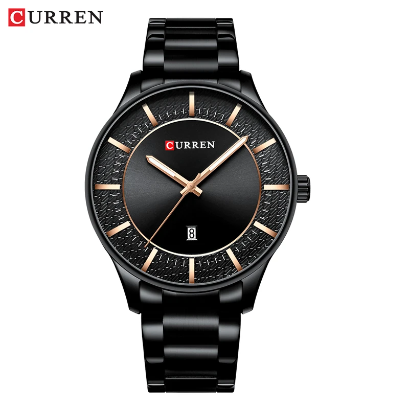 Black Curren Мужские часы Лидирующий бренд роскошные часы мужские модные синие Кварцевые водонепроницаемые мужские наручные часы мужские часы Relogio Masculino Reloj - Цвет: Black