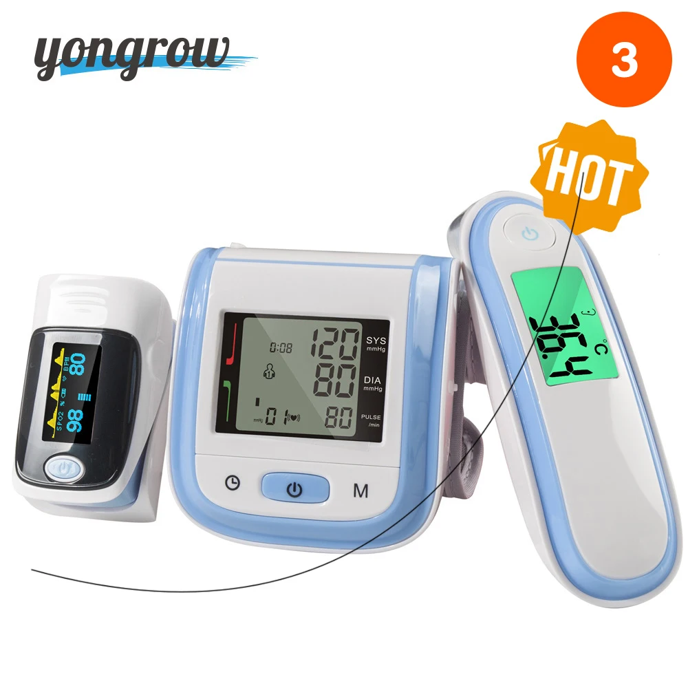 

Yongrow Digital Fingertip Pulse Oximeter SpO2 Wrist Blood Pressure Monitor Ear Infrared Thermometer Family Health Care Oxygen PR