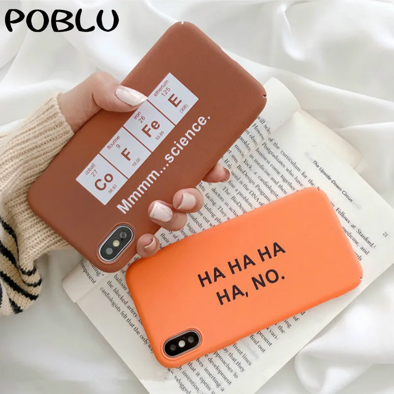 

POBLU Fashion Periodic Table Of Elements Case For iphone 6s 7 8 Plus XS Max XR Funny English Letter Hard PC Phone Cover Shell