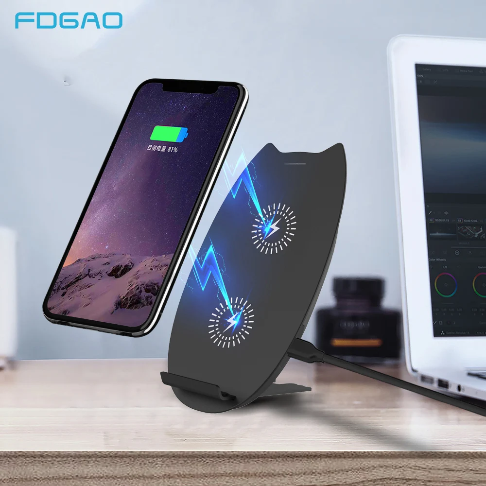 

FDGAO 10W Fast Wireless Charger For iPhoneX XS XR 8 Samsung Galaxy S9 S8 Note 8 9 Qi Induction Charging Pad Charging Holder